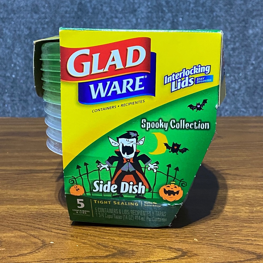 GladWare Spooky Collection Halloween Side Dish 14oz‎ Containers 5 Count New 2008